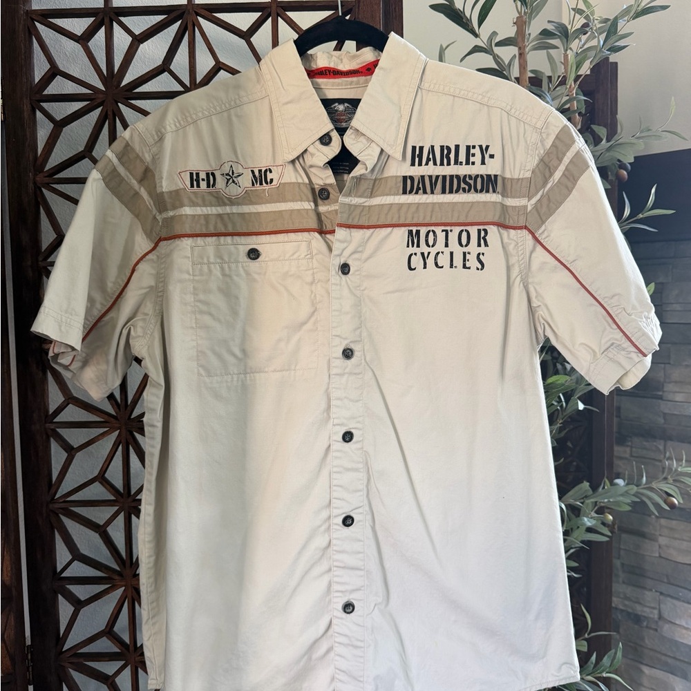2014 Harley-Davidson Cream Short Sleeve Button-Down